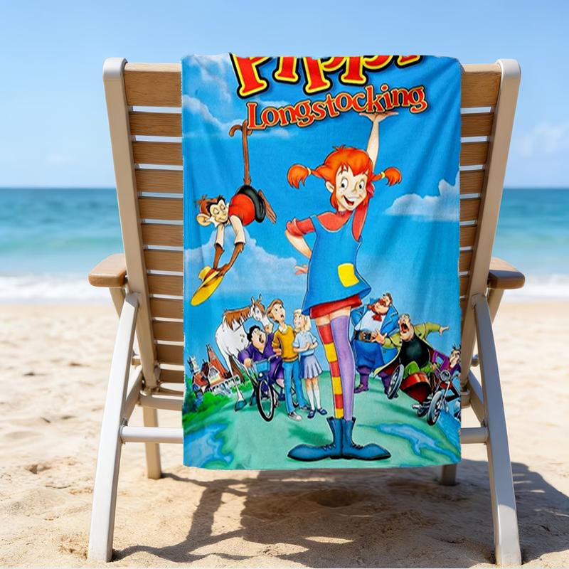 Serviette de plage ultra-douce sur le thème de Fifi Brindacier, Idéale pour la piscine - le camping, la plongée - Essentiel de voyage parfait, Serviette de plage vibrante.
