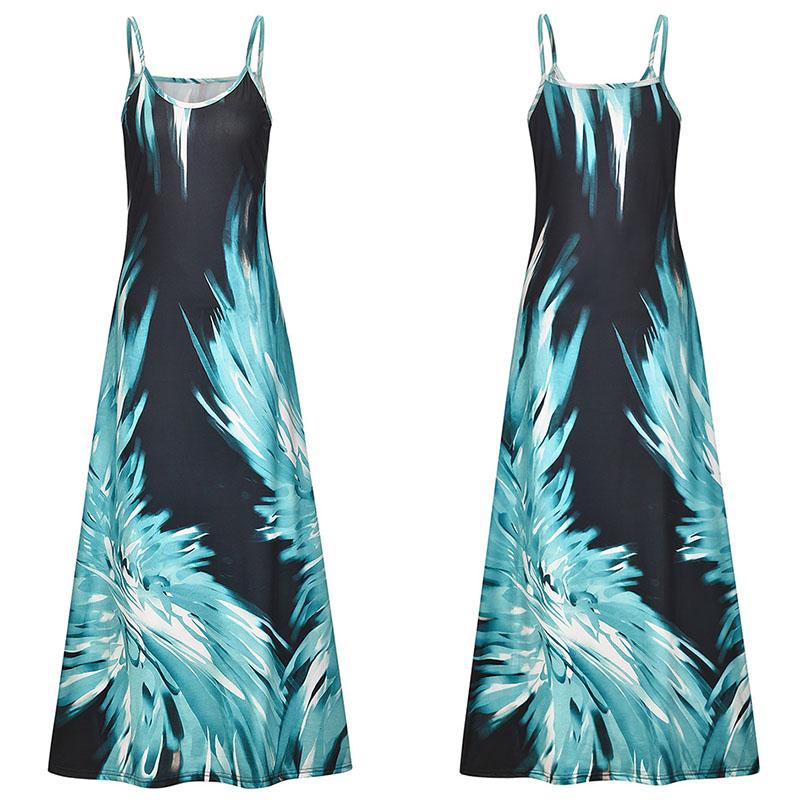 

Женское летнее платье-кафтан с бретельками, праздничное, цветочное, длинное, в стиле бохо, пляжное, макси Green,5XL