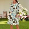 Women's Fashion Casual Round Neck Three-quarter Sleeve Dress