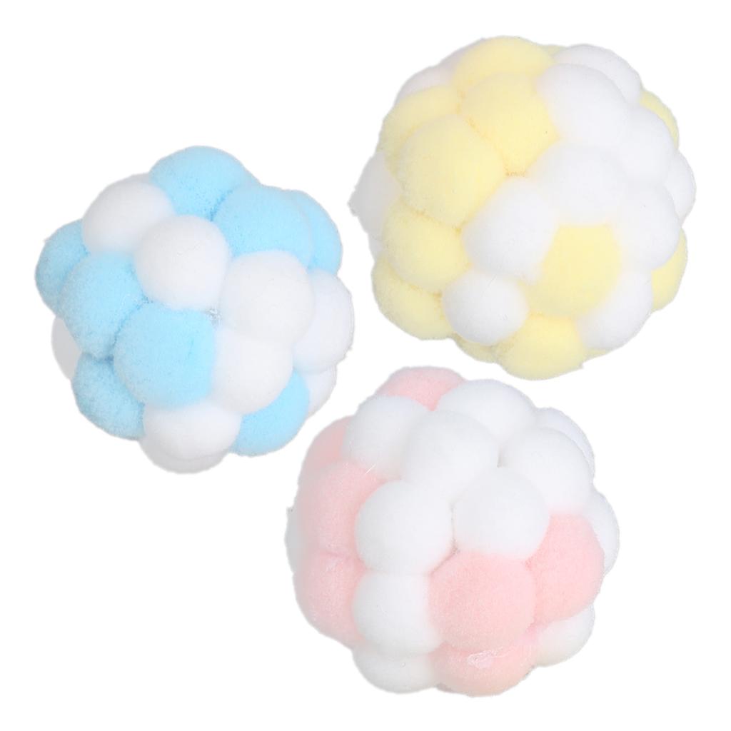 3Pcs Cat Toy HandMade Plush Cat Interactive Bell Ball for Cats Chewing Training