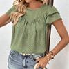 YYFS Damenmode, lässig, kurzärmlig, O-Ausschnitt, Blusen und Hemden