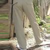 Pantalones Casuales de Verano para Hombre con Cintura Elástica y Cordón Ajustable, Multibolsillos, de Algodón y Lino, Pantalones de Playa