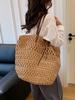 Large Capacity Straw Woven Shoulder Tote - Ideal for Seaside Vacations and Commutes