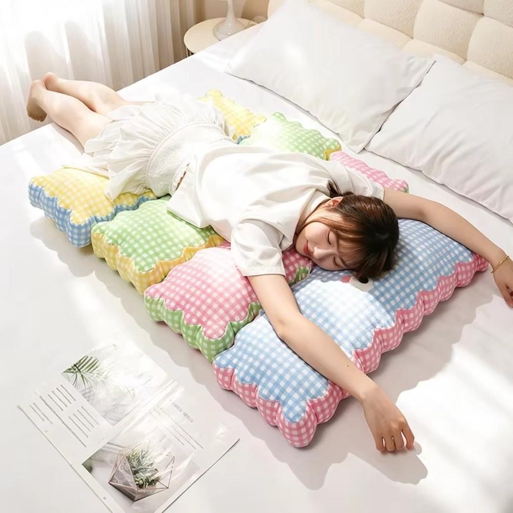 Plaid Pattern Leg Clamp Pillow Cartoon Print Side Sleeping Pillow Soft Long Body Pillow  Sofa