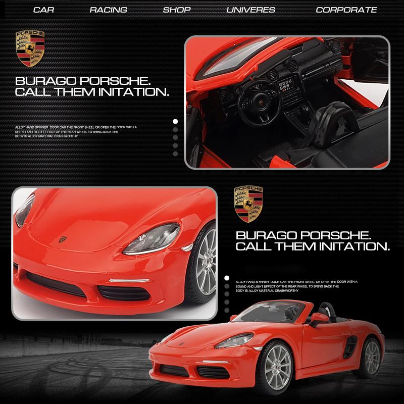 AABKO1 Bburago 1:24 Porsche 718 Boxster Supercar Leichtmetallauto Druckgussmodelle & Spielzeugfahrzeuge Automodell Miniatur-Maßstabsmodellauto Für Kinder