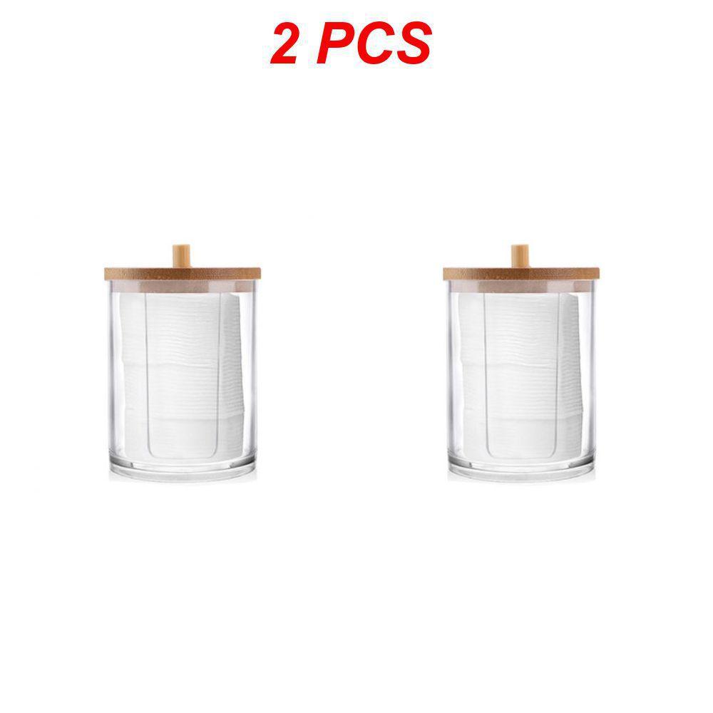 1/2 buc. Organizator de machiaj acrilic Cutie de depozitare pentru tampon de bumbac pentru tampoane de bumbac Tijă Organizator de bijuterii pentru cosmetice cu capac din bambus