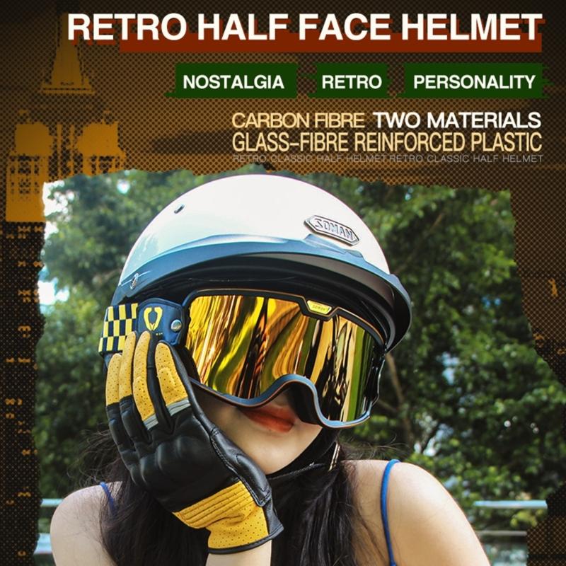 Vintage Open Face Motorbike Helmet Baseball Cap Half Helmet Retro-Men Women for Chopper-Cruiser Street Moped Scooter Cap