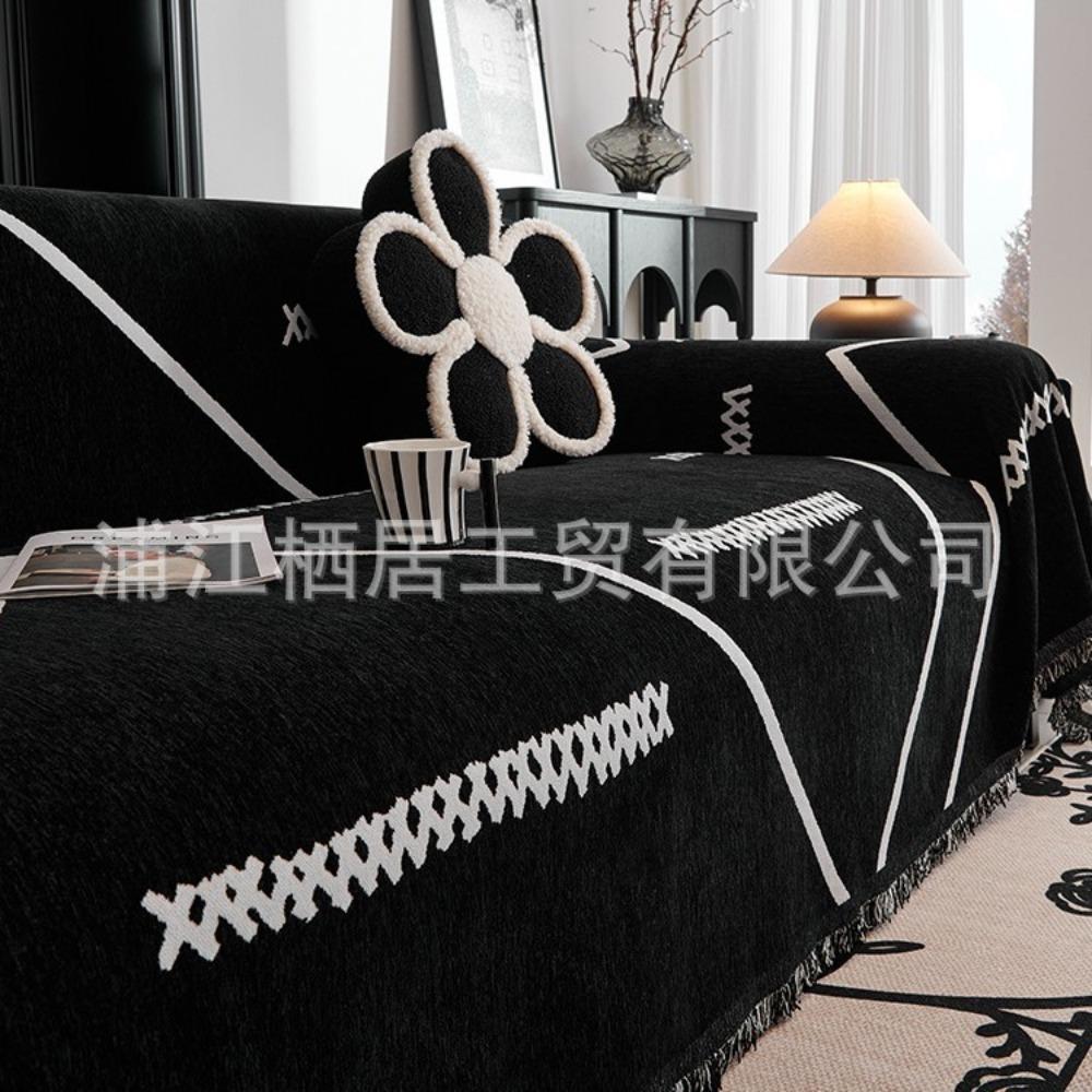 Cartoon sofa towel Chenier black and white simple modern all-inclusive cover anti-cat scratch all-season universal seat cushion blanket cover