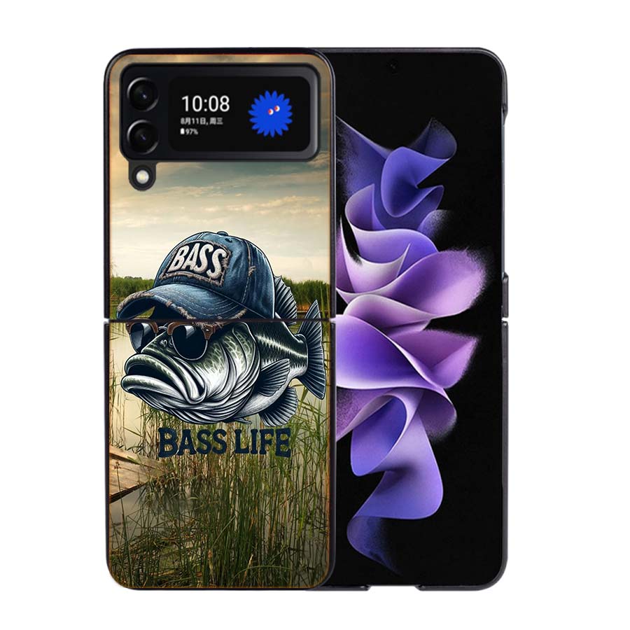 Enjoy a Day of Fishing Pleasure Phone Case For Samsung Z Flip 7 6 5G Galaxy Z Flip4 Z Flip5 Z Flip3 Coque Black Hard PC Shell Pr
