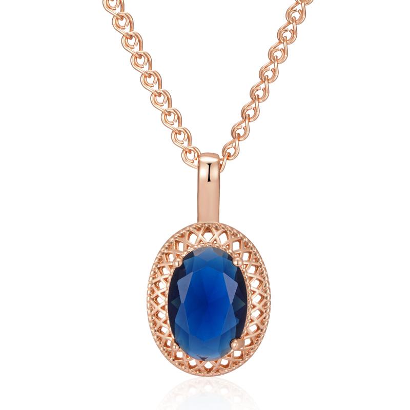 

Kienl Oval Blue Natural Zircon Pendant Necklace For Women Trend Rose Gold Color Ethnic Bridal High Quality Daily Jewelry
