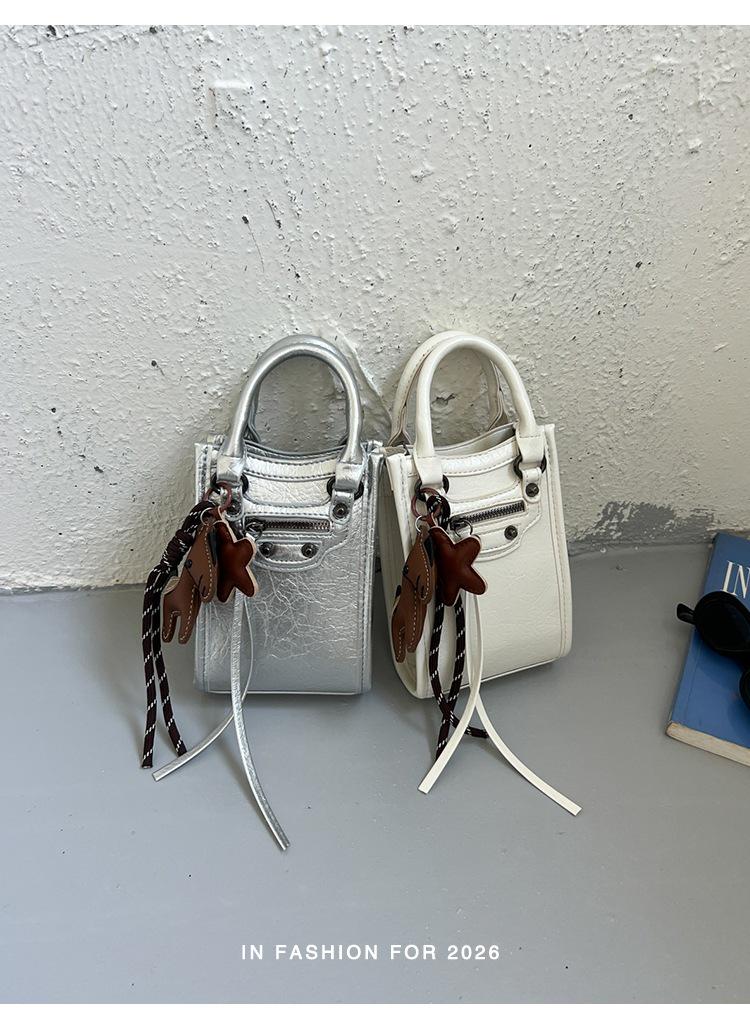 Trendy Rivet Motorcycle Crossbody Phone Bag - Unisex Small Niche Handbag