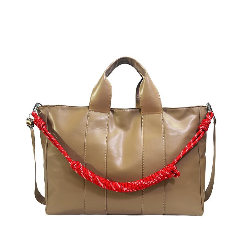 

Простая повседневная, брызгозащищенная сумка-тоут для путешествий с плетеным декоративным плечевым ремнем с узлом-канатом, дорожная сумка кроссбоди для багажа хаки