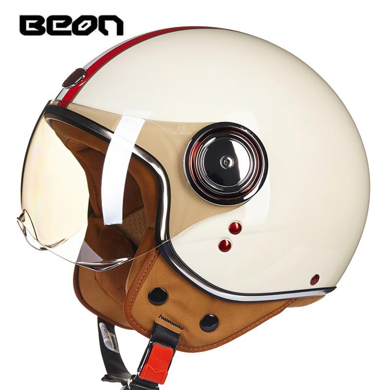 

beon Motorcycle spring and summer helmet, stylish and cool, unisex, lightweight, semi-covering, retro style XL