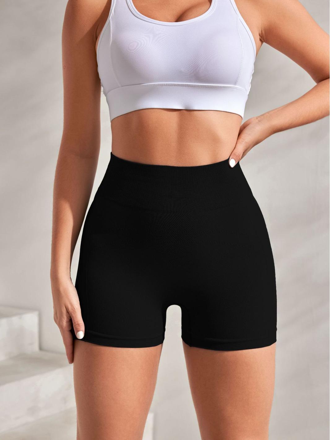 High-Waisted Seamless European & American Sports Yoga Shorts for Women Medium