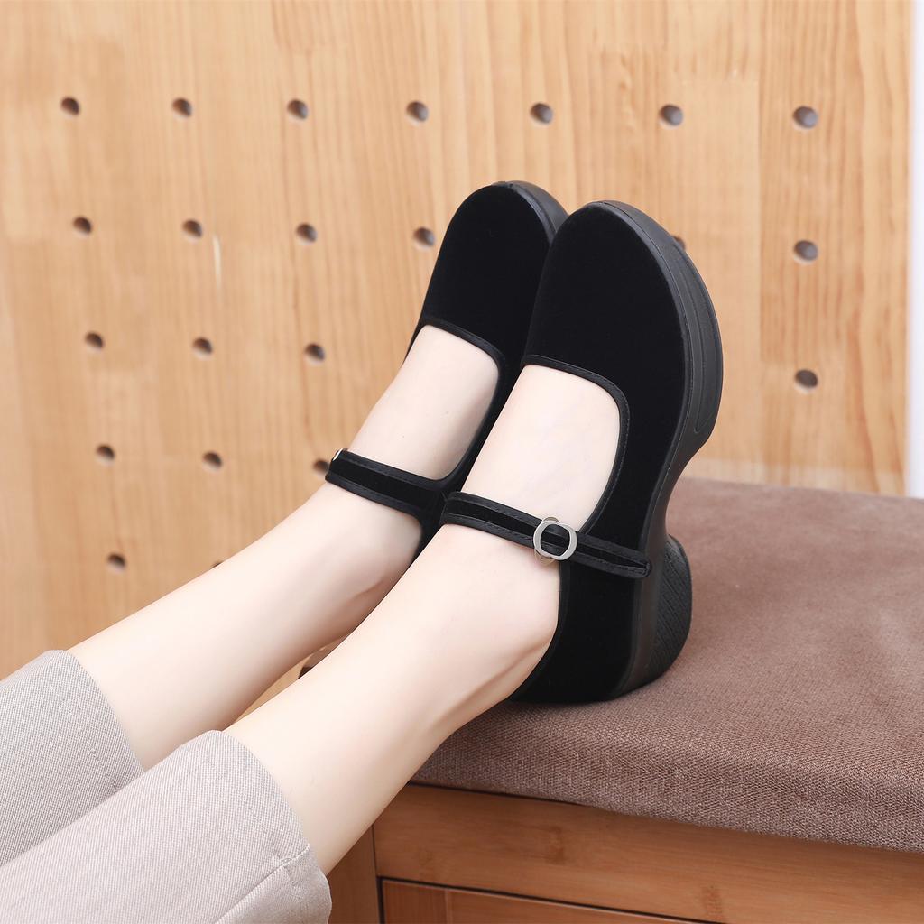 Fashion Women Fashion Sweet Light Weight Black Platform High Quality Buckle Strap Shoes Lady Casual & Retro Dance Flat Shoes 2025