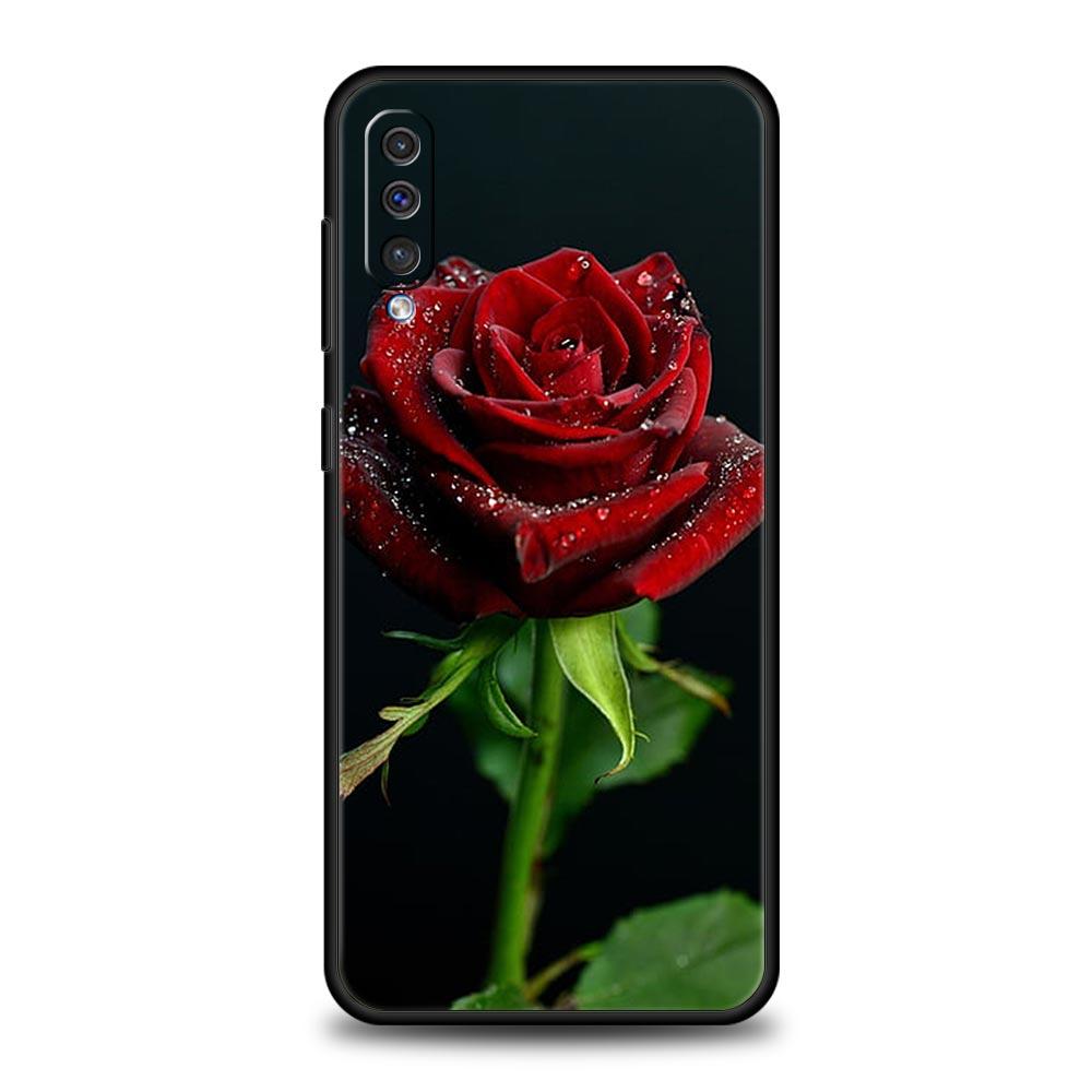 Case For Samsung A24 A12 A14 A32 A50 A70 A20E A20S A10S A22 A40 A34 A54 A42 A52 5G A02S A04s Cover Beautiful Red Rose Flowers