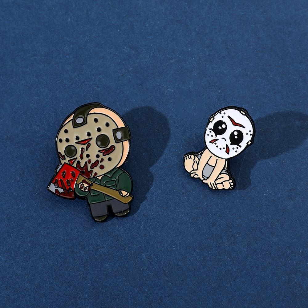 Cartoon Halloween Brooch Horror Movie Friday The 13th Jason Metal Oil Drop Badge Accessories Pin Xz3030xz3011-8