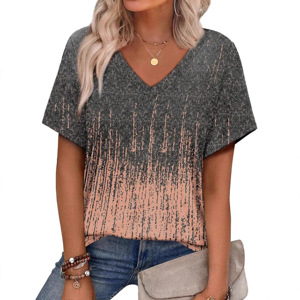 Fashion Casual Versatile V-Neck Top Women s Short Sleeve Comfortable T-Shirts Women’s S
