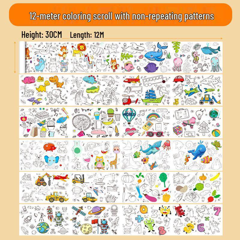 Children's Large Doodle Coloring Paper and Canvas Book for Kindergarten