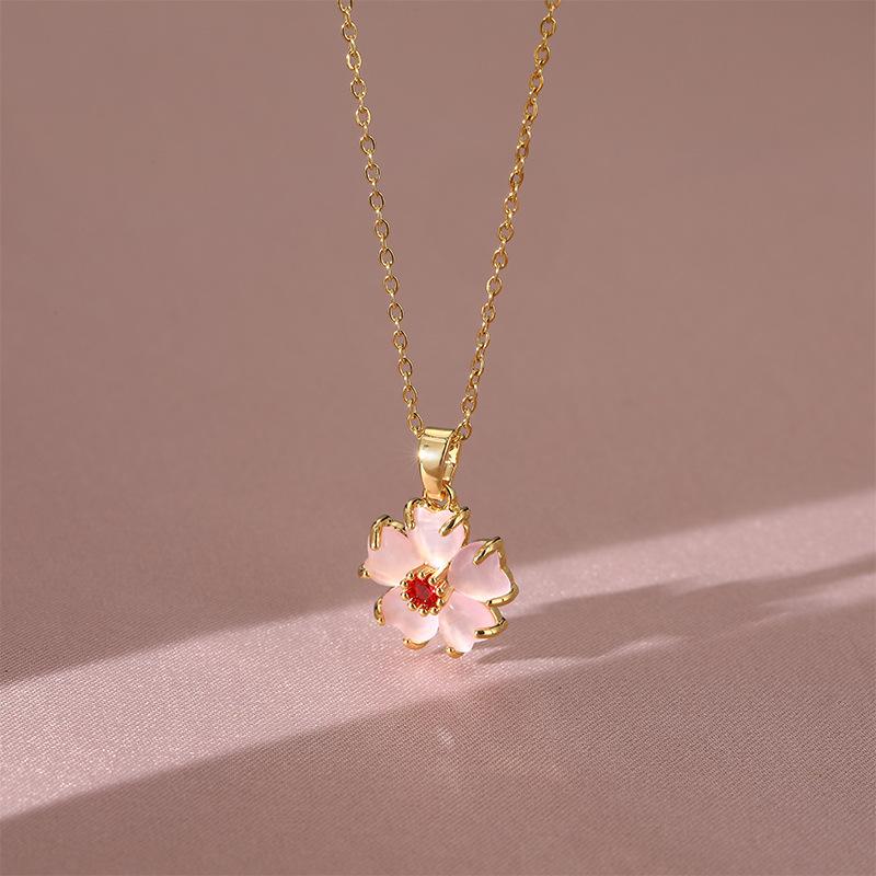 Light Luxury Pink Love Necklace Women'S High Value Versatile Temperament Collarbone Chain Accessories