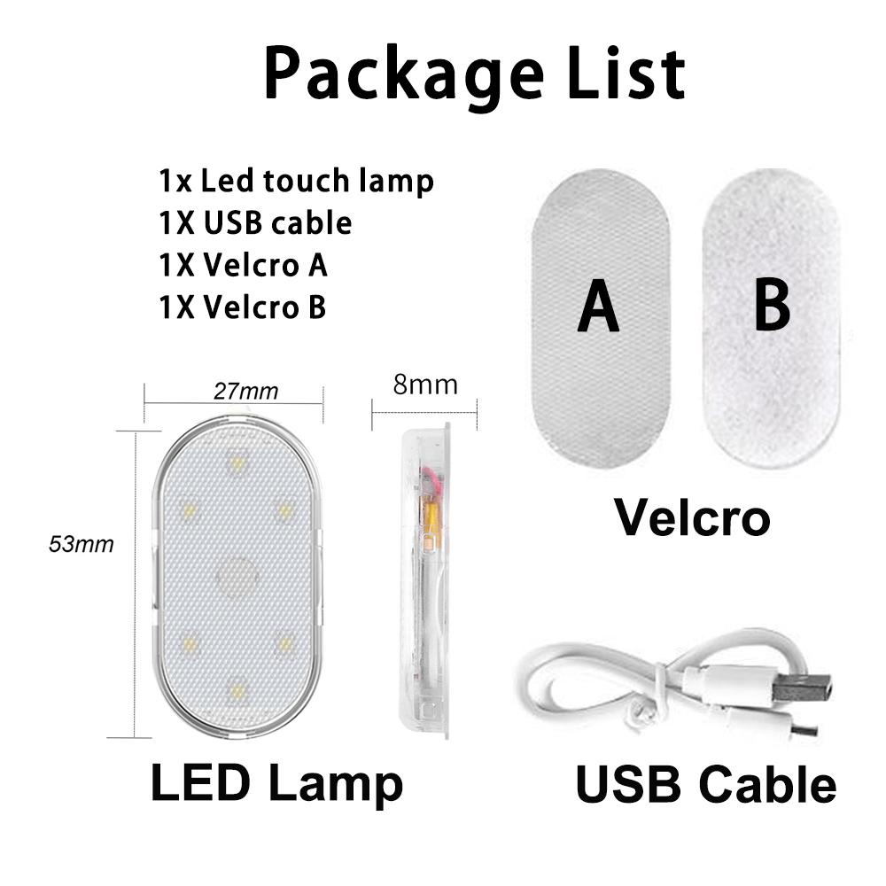 Touch Switch Car LED Touch Light Mini Size Rechargeable Interior Inspection Lamp Portable Car Roof Trunk 6 LED Beam 120mA
