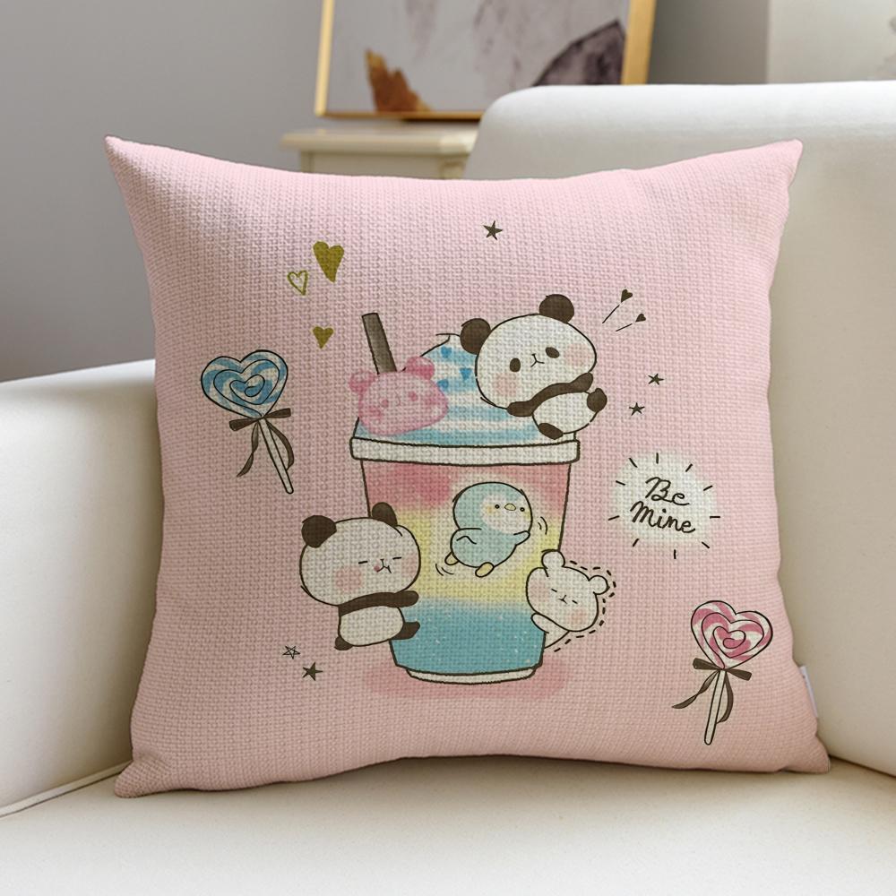 Lazy TTarepandaS Cushion Cover Breathable and skinfriendly linen pillowcase square removable and washable cushion