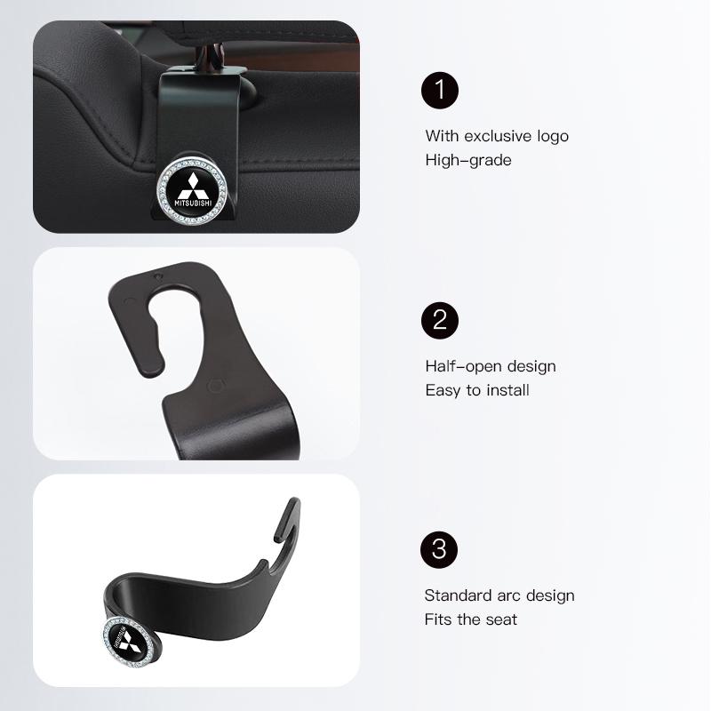2Pcs Car Seat Back Hooks Multi Function Hanging Bag Hook For Mitsubishi ASX Lancer Mirage Pajero Attrage Xpander Outlander
