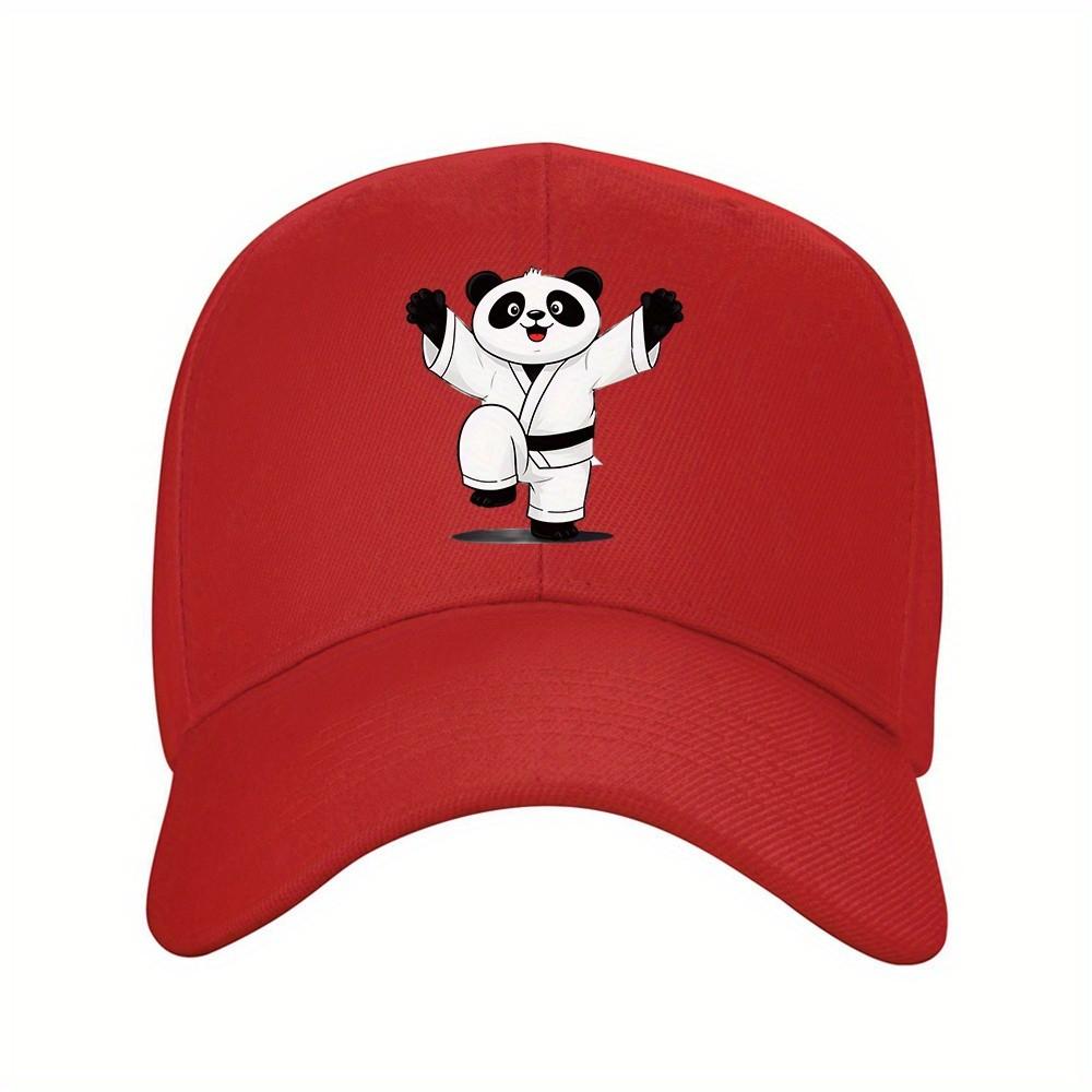 Karate Panda Martial Arts Baseball Cap Unisex Adjustable Polyester Jiu Jitsu Training Sport Cap One Size