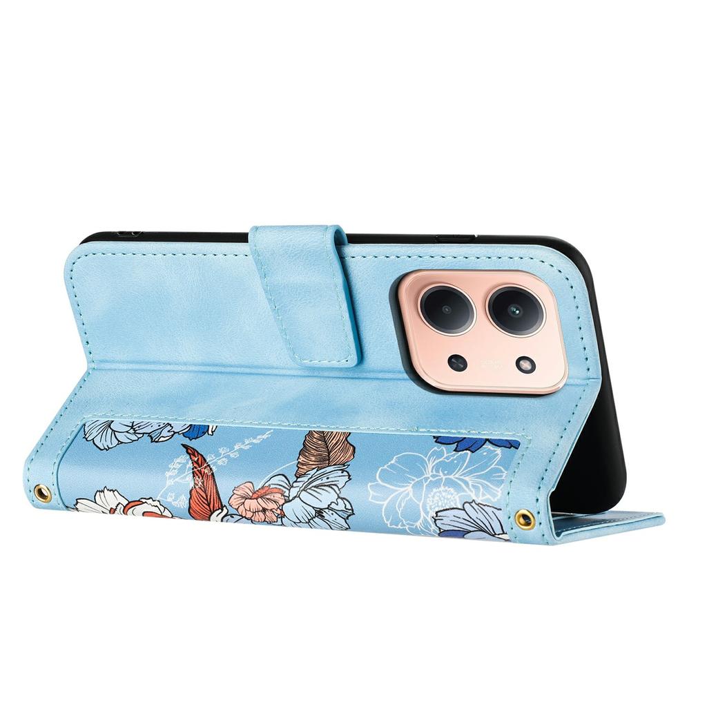 Per Xiaomi Redmi 15C 4G (171mm) Custodia in PU Pelle Floreale Copertura per Telefono con Fessure per Carte