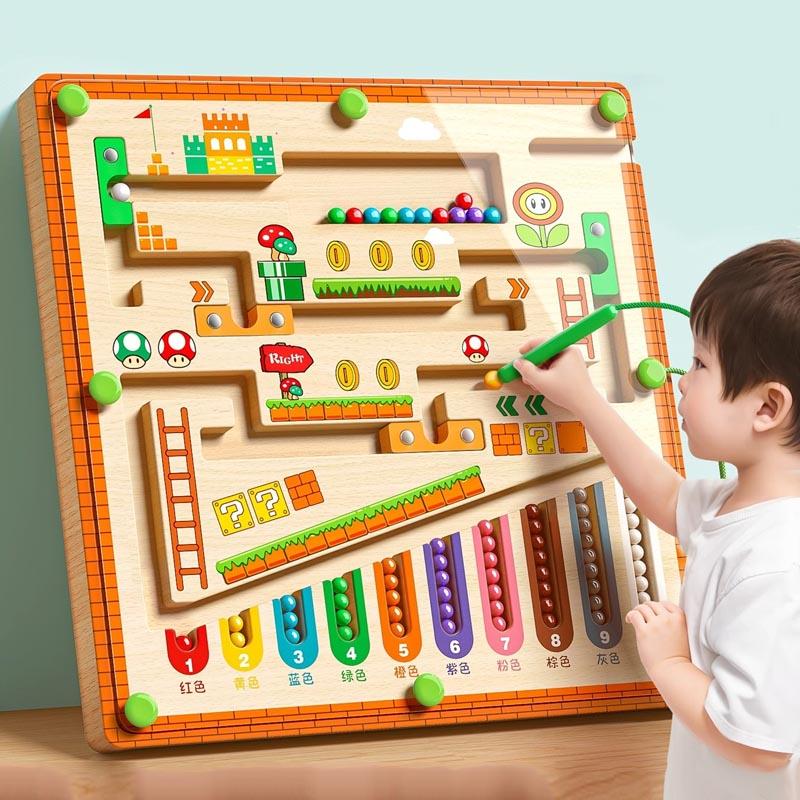 Toys Toys Toys Wooden Magnetic Color and Number Maze Learning Education Color Matching Montessori Wooden for Gifts Children