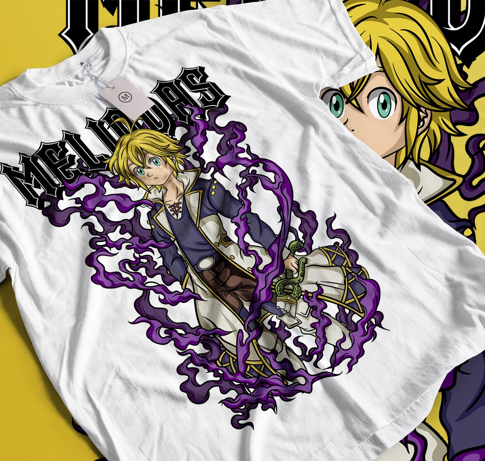 Seven Deadly Sins Anime T-Shirt, Meliodas Ban Escanor merlin Manga Tee M