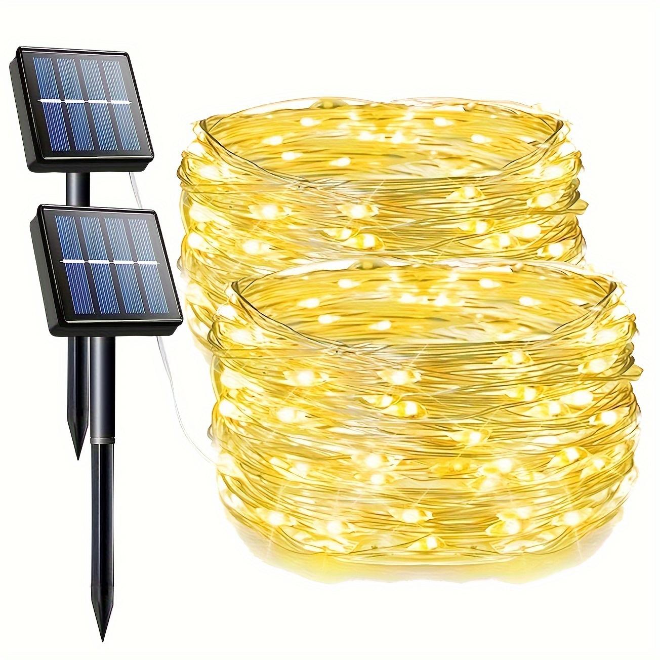 

2 шт. 33-футовых солнечных гирлянды с 200 светодиодами, 8 режимов для Хэллоуина и рождественских украшений теплый белый