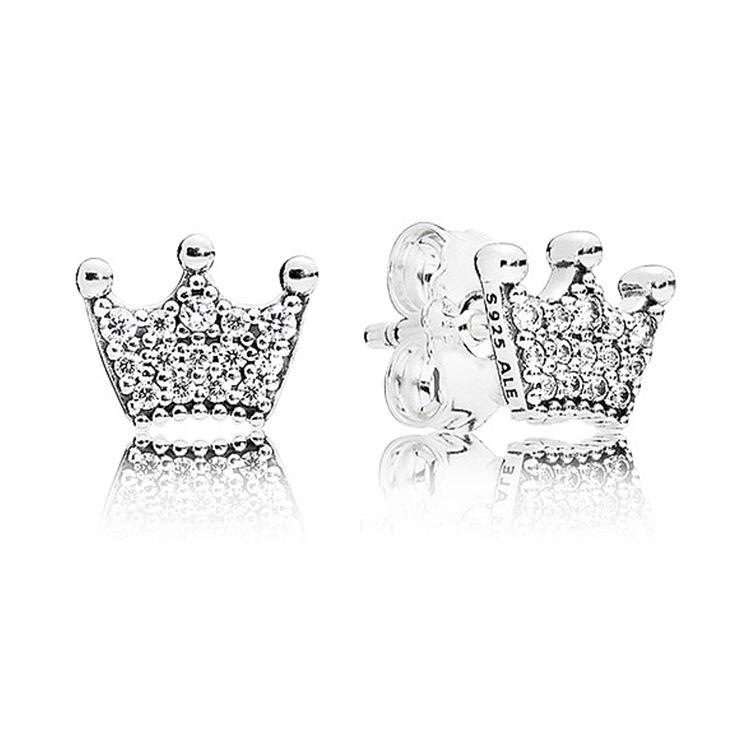 

Pandora Magic Crown Unique Design Sweet Style 925 Silver Earrings Women earrings 297127CZ Box