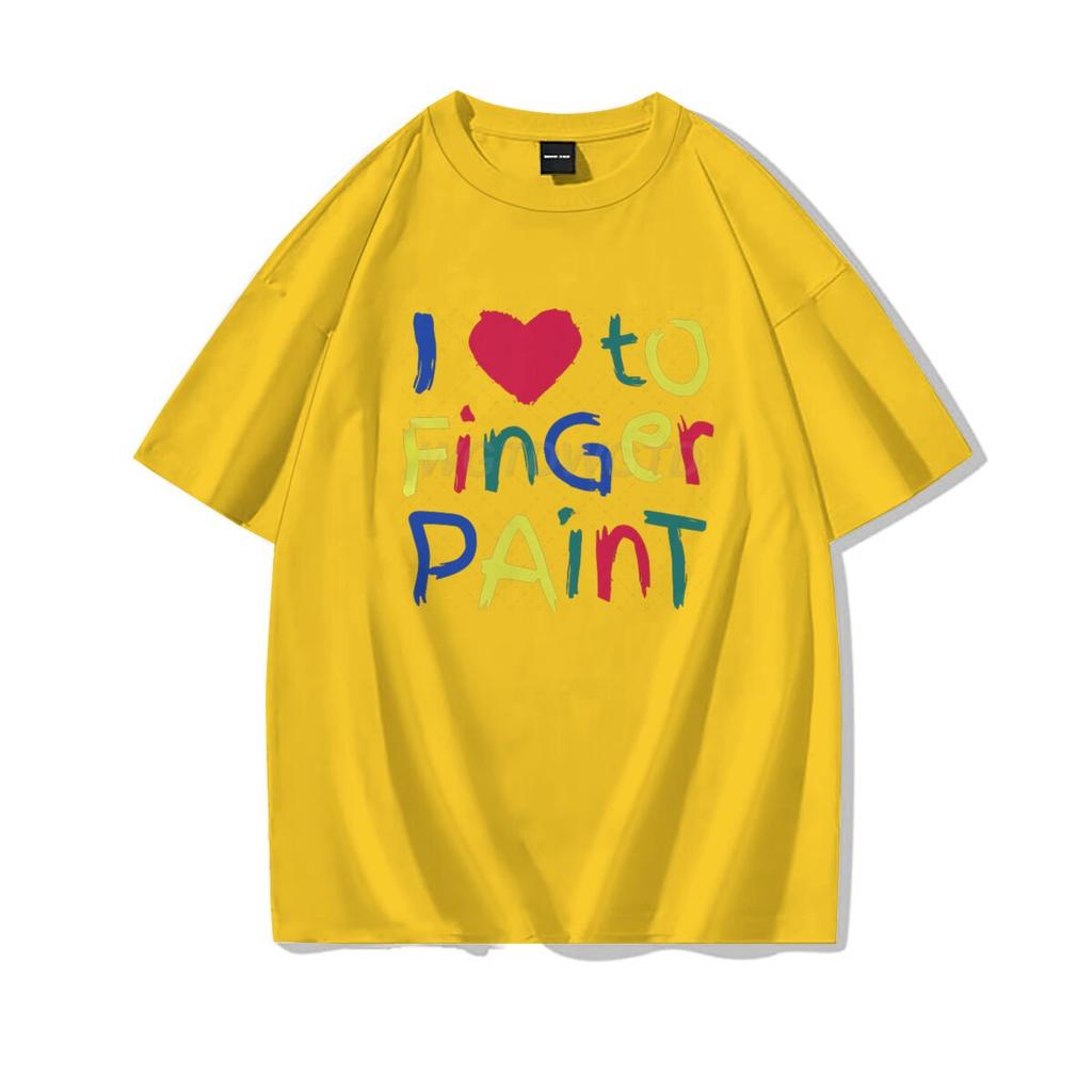 Valentinstag Partner Outfits Ich liebe es, mit den Fingern zu malen Ich bin Farbe T-Shirt Niedliches Herz Bunter Buchstaben Design Partner Shirt