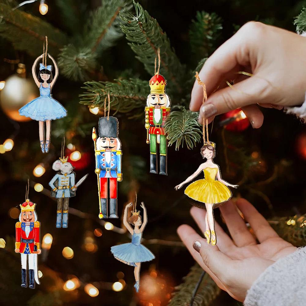1 Set Weihnachtsbaum-Hängeanhänger Holz-Nussknacker-Soldatenpuppen-Anhänger Weihnachtsfeier-Atmosphäre Neujahrs-Heimdekoration