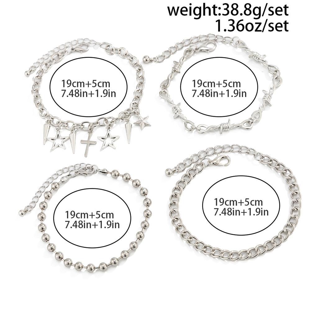 SHIXIN Trendy Multi Layer Stackable Cuban Chain Bracelet Men Hip Hop Pentagram Jesus Cross Rivet Pendant Bracelet Punk Jewelry