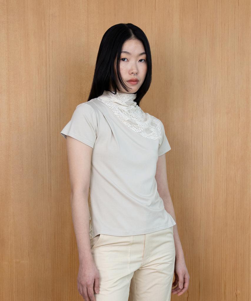 SAFARI SULA EXPLORE Stitch Drape Jersey In Ivory Lace