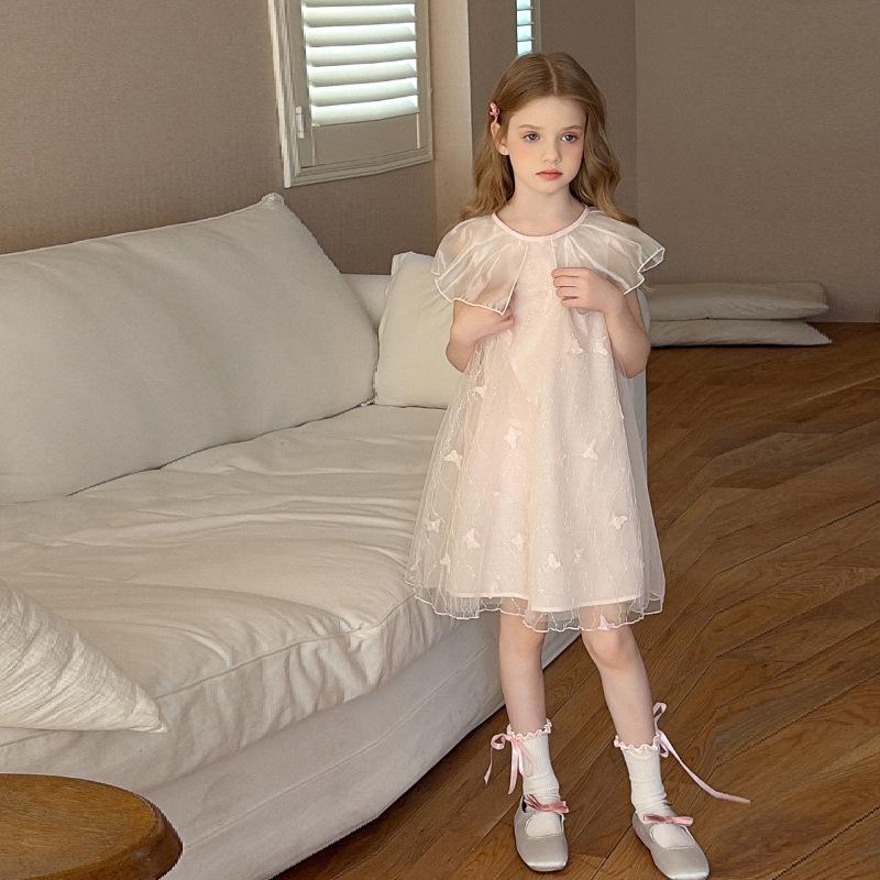 Kindermodekleid 2025 Sommer Mädchen Schmetterling Mesh Exquisites Elegantes Kleid