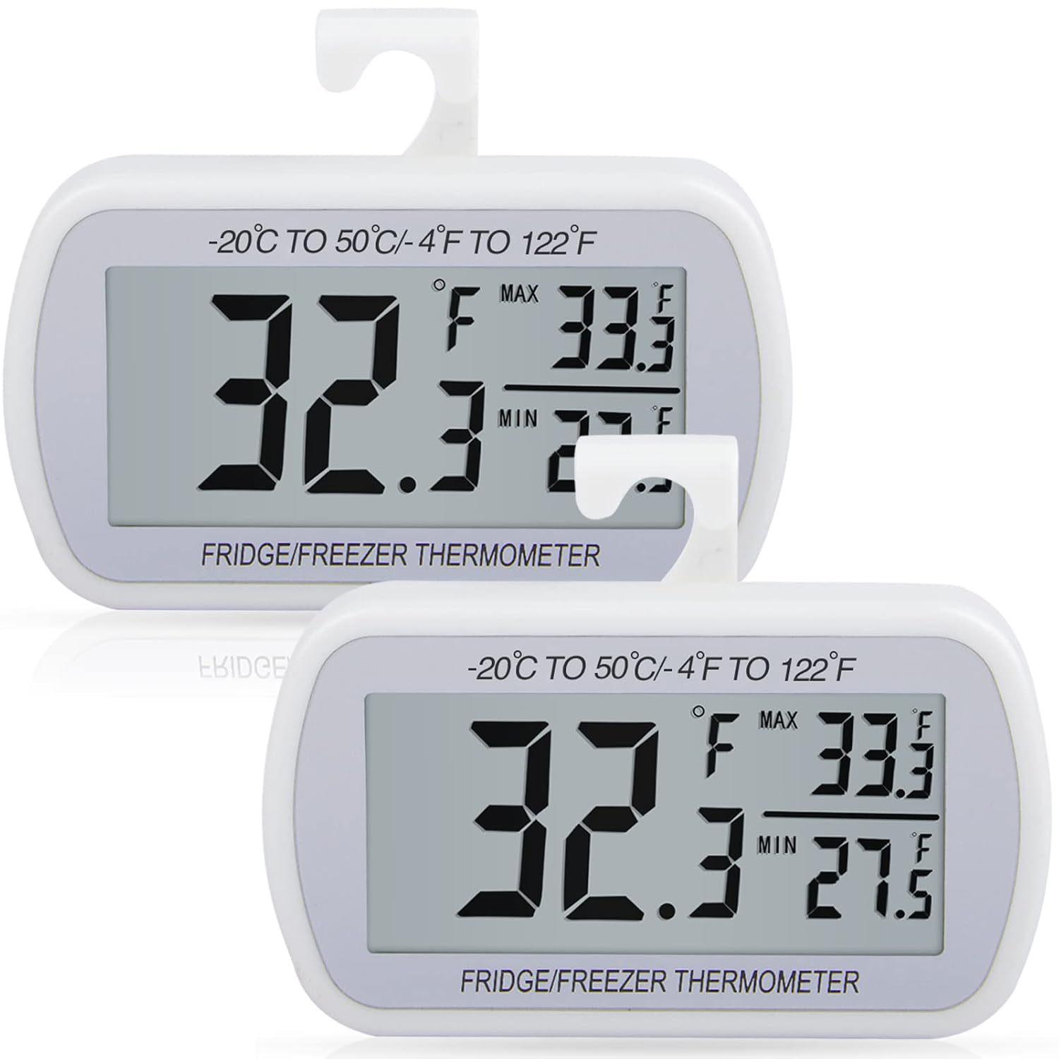 Waterproof Refrigerator Refrigerator Thermometer Max/Min Digital Freezer Large LCD Magnetic Kitchen white