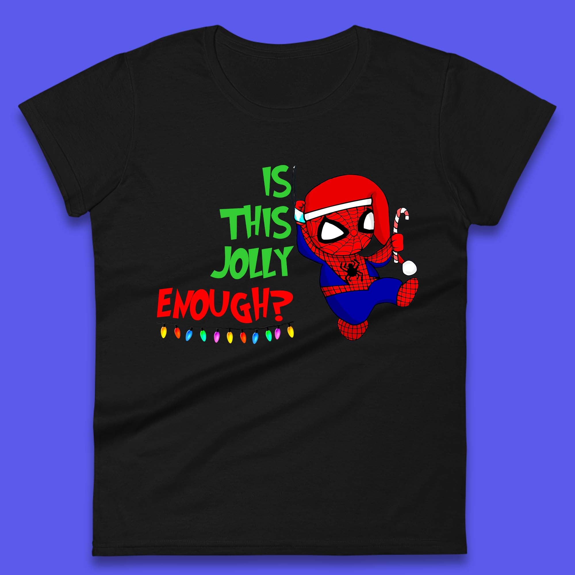Jolly Enough Spiderman Christmas Womens T-Shirt Mens Tops Tees Unisex M