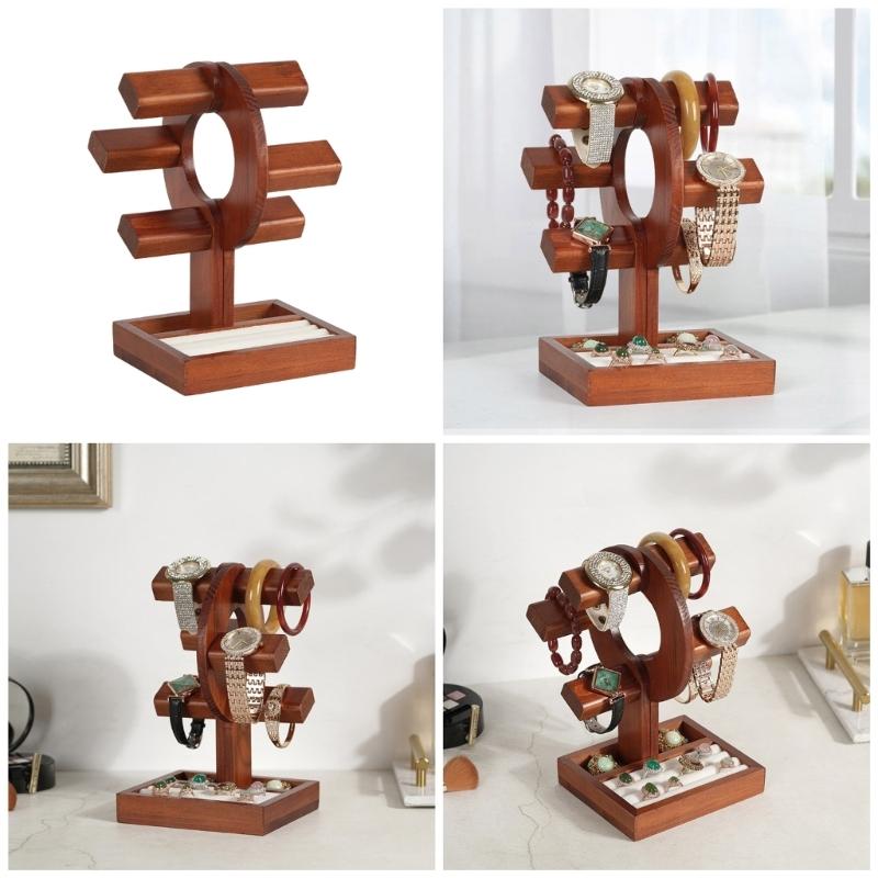 Multipurpose Adjustable Sturdy Wood Jewelry Display Stand for Watches Bracelets and Bangles Elegant Showcases