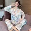 Rainbow Striped Pajamas Women'S Ins Wind Sweet Little Squirrel Ice Silk Thin High-End Loungewear Autumn Suit