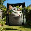 1pc Feline, Floral Outdoor Blanket - Soft Flannel Cozy for Travel & Camping - All-Season Warm Bed Cover, Machine Washable Yy251229107