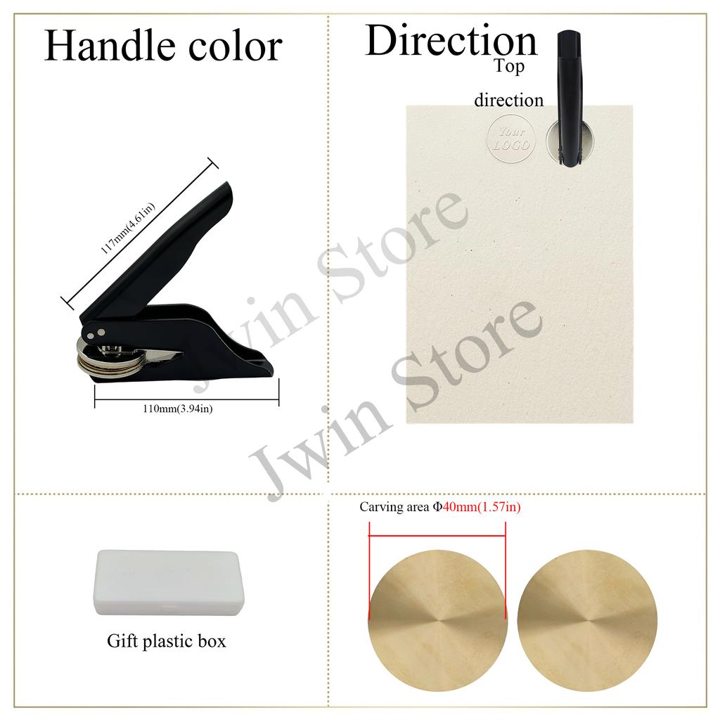 Customize Embossing Stamp with Your Logo Monogram Embosser Seal for Wedding Invitation DIY Craft 40mm Diameter