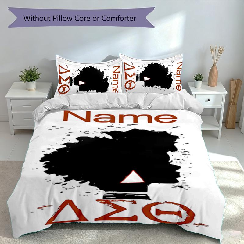 3pcs Custom Name Delta Sigma Theta Set,Includes 1 Duvet Cover and 2 Pillowcases,All-season Bedroom Decor