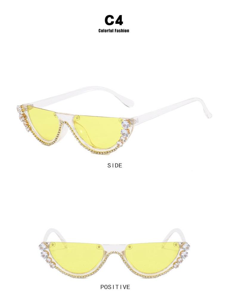 2023 Semi-Rimless Rhinestone Sunglasses - New Trendy European & American Street Style, Internet Celebrity-Inspired