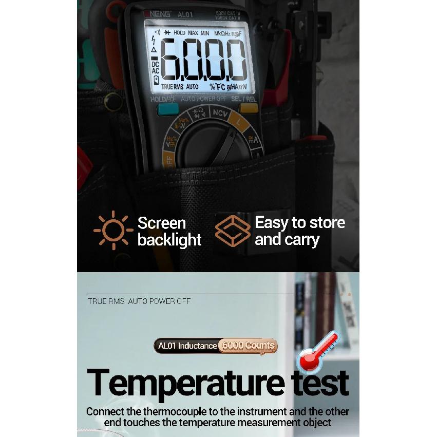 ANENG AL01 Inductance Digital Multimeters True RMS NCV Handheld 6000 Counts Tester AC/DC Votage Current Resistance Ohm Tool