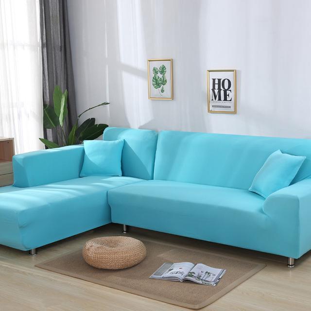 Grey Plain Color Elastic Stretch Sofa Cover Need Order 2Piece Sofa Cover If L-style Fundas Sofas Con Chaise Longue Case for Sofa