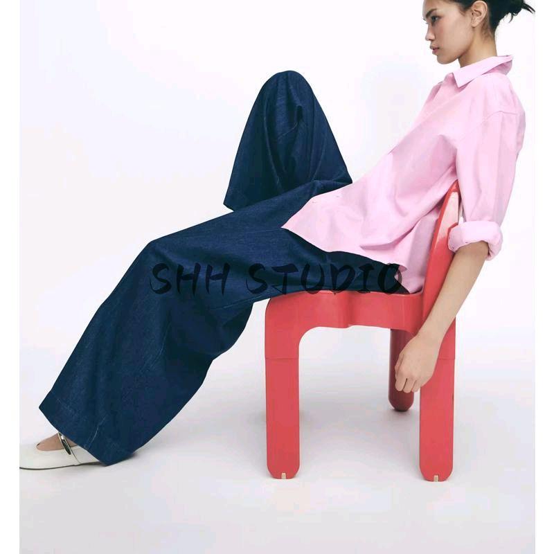 Spring New Women Clothes Western Style Stripe Oxford Long Sleeve Lapel Simple Loose Shirts 8741049
