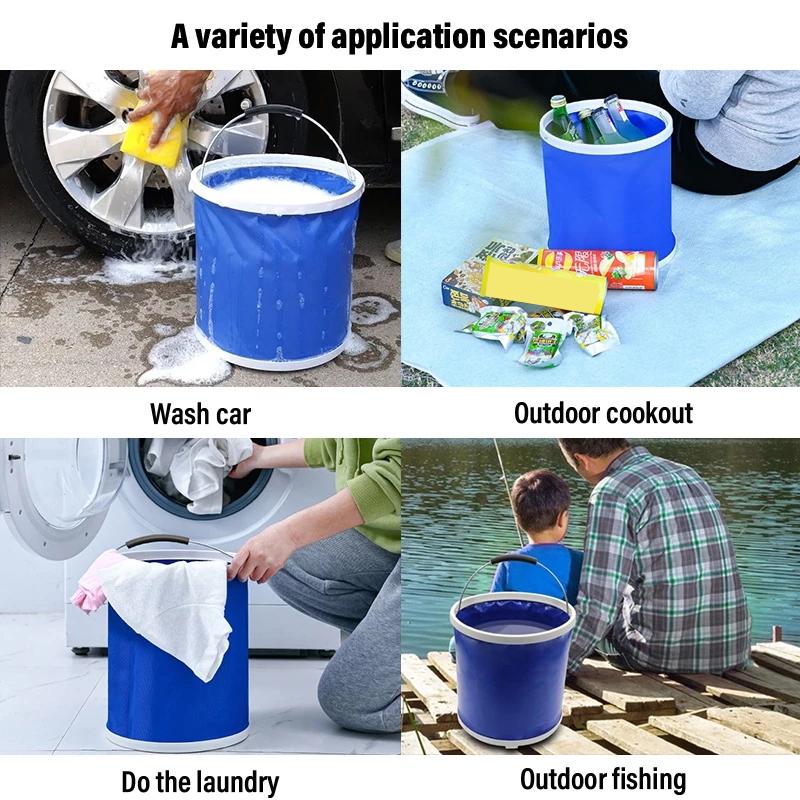 Oxford Fabric Portable Car Wash Bucket 9L/11L/13L Foldable For Compact Storage And Travel